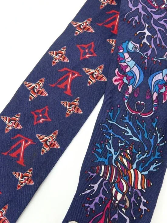 Louis Vuitton Scarf Bandeau BB Sea of Love Silk Navy Multicolor - Picture 3 of 9